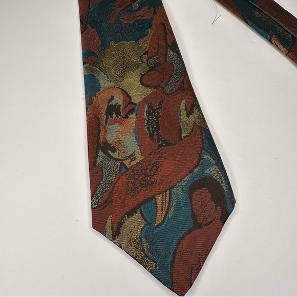 Jean Francois Men’s Abstract Brown Blue Neck Tie - Picture 3 of 5